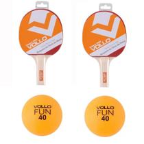 2 Raquetes Ping Pong/Tênis De Mesa Impact 1000 Vollo+2 Bolas