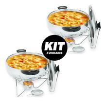 2 Rechaud Redondo Panela Alumínio Tampa De Vidro 6,5 Litros