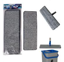 2 Refil Flat Mop Rodo Lava Seca Limpeza Microfibra Lavável Reutilizável Esfregão