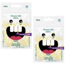 2 Refis Fio Dental Infantil Flosser 360 - 30uni - Angie