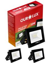 2 Refletor Ourolux Slim 10w Bivolt Ip65 Cor Da Luz 6500k