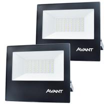 2 Refletor Slim 50W Branco Frio 6500K Bivolt Prova dÁgua