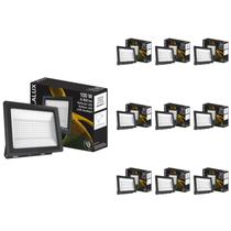 2 Refletores Led Alumínio 6500k Frio 100w Biv Preto Bellalux