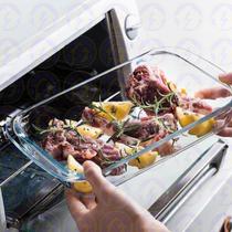 2 Refratária Vidro 2,2L Retangular Forno Assados Saladeira Tampa Sortida