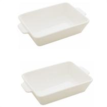 2 Refratários Porcelana Com Alça Basic Branco 23,5x5x15cm