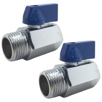 2 registro valvula esfera macho/femea mini rosca 1/2