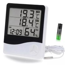2 Relógio Digital Temperatura Umidade Termohigrômetro Alarme - Mundial
