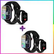 2 Relógios Inteligente Preto Kit Casal Smartwatch Original Compativel C/ Samsung Xiaomi