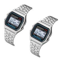 2 Relógios Led De Pulso Digital Masculino Feminino - 0002 Prata - Aqua