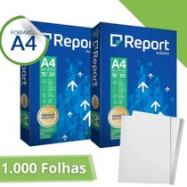 2 Remas de Papel Sulfite Report Premium A4 Papel Para Impressao, Desenho, Trabalhos Escolares 75G/m2 Total 1.000 Folhas