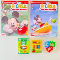 2 Revistas Mickey Mouse Colorir E Brincar + Lápis Massinha