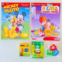 2 Revistas Mickey Mouse Colorir E Brincar + Lápis Massinha