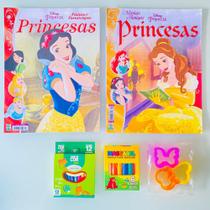 2 Revistas Princesas Disney Colorir Brincar + Lápis Massinha - Abril