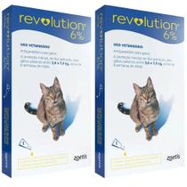 2 Revolution 6% Gato de 2,6kg a 7,5kg Pulgas 1 Pipeta Zoetis 2 Revolution 6% Gato de 2,6kg a 7,5kg Pulgas 1 Pipeta Zoetis