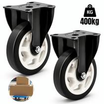 2 Rodas Rodízio Grande Giratória Fixo Reforçada Carrinho Móveis Pesados 100mm 4 Polegadas Peso 400kg -