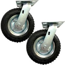2 Rodinhas Pneu Borracha Ar Carrinho Lavanderia 8pol 300kg