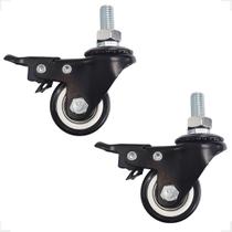 2 Rodinhas Rodízio Antirisco Com Freio Roda Reforçada 400kg