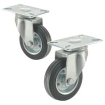 2 Rodizio borracha giratório 3 pol. placa s/ freio rolamento rolete