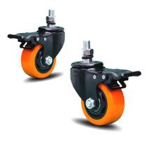 2 Rodizio giratório 3 pol. Com espiga e freio rolamento esfera