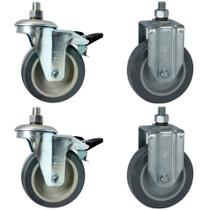 2 Rodizio Giratório Com Freio + 2 Roda Fixa Parafuso Espiga 4 Polegadas PVC Schioppa 2 Rodizio Giratório Com Freio + 2 Roda Fixa Parafuso Espiga 4 Polegadas PVC Schioppa