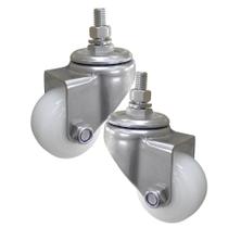 2 Rodizio giratório inox 2 pol. Roda nylon com espiga sem freio