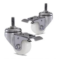 2 Rodizio Inox 2 Pol. Roda Nylon Com Espiga Com Freio