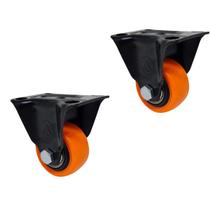 2 Rodízio Roda Fixo Pvc Laranja Reforçado Moveis 2 50mm