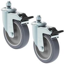 2 Rodizio Roda Giratório Pvc Parafuso Com Freio 5 Polegadas Schioppa