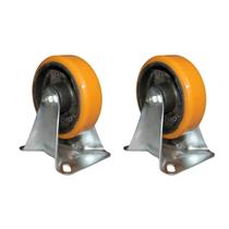 2 Rodízios Placa Fix s Trava p Móveis 5'' ferro com PU 300Kg