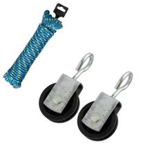 2 Roldanas Gancho Robustec 250kg + Corda Sortida 8mm 30m Arteplas