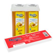 2 Roll-on Cera Depilatória Maracujá + Papel Depilatório 50 f 2 Roll-on Cera Depilatória Maracujá + Papel Depilatório 50 f