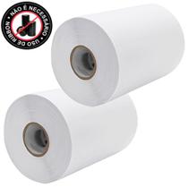 2 Rolos Etiqueta Adesiva Papel Couche Branca sem Ribbon