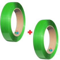 2 Rolos (kit) Fita Cinta De Arquear Pet Poliester Verde 16mm