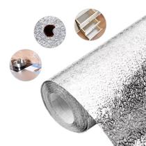 2 Rolos Papel Adesivo Aluminio Lavável Cozinha Impermeável