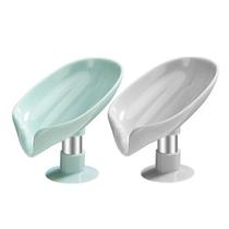 2 Saboneteira De Pia Escorra a Caixa De Sabão Para Banheiro Com Suporte Ventosa Forma De Folha