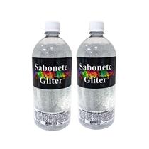 2 Sabonetes Líquidos Glitter Prata 1 litro