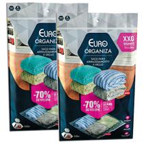 2 Saco a Vácuo Organizador Guarda Roupa Edredom Cobertor Lençol Roupa Reduz 3x Volume Antimofo Odor - Euro Home
