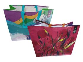 2 Sacolas Ráfia Retornável Grande 39x44x22cm Barco/Cores B4u