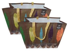 2 Sacolas Ráfia Retornável Grande 39x44x22cm Nativa B4u 2 Sacolas Ráfia Retornável Grande 39x44x22cm Nativa B4u