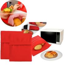 2 Sacos P/ Assar Batatas Poliéster Vermelho Térmico 20x24cm