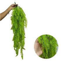 2 Samambaias Artificiais Pendente Folhagem Verde Casa Sala