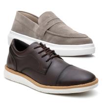 2 Sapato Masculino Mocassim Camurça Sapato Oxford Casual Social Esporte Fino