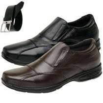 2 Sapatos Social Masculino Leve e Confortável Solado Costurado + Cinto Siroco