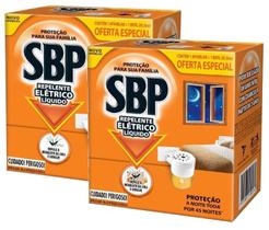 2 SBP Repelente Elétrico Líquido 45 Noites Aparelho + Refil