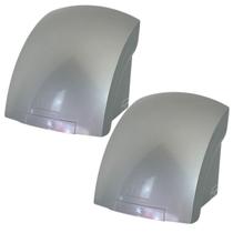 2 Secadores de Mãos Automático 12 m/s Elétrico 1500W Sensor Banheiro Cinza 220V Importway