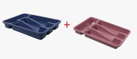 2 Separador De Talheres Plásticos Azul Rosa 4 Divisões Utensílios Domésticos Cozinha Pia Armário - collore_bling