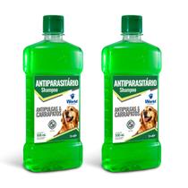 2 Shampoo Antiparasitário World Veterinária Antipulgas e Carrapatos para Cães