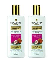 2 Shampoos Óleo de Coco Naturrê 300ml Hidratação Intensa