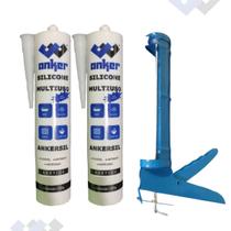 2 Silicone Acético Vidros e Alumínio Branco com Aplicador