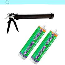 2 Silicone Cinza 450G Selante Acrílico Base Dágua Aplicadora Cinza 2 Silicone Cinza 450G Selante Acrílico Base Dágua Aplicadora Cinza